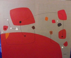 Michael Feicht (geb. 1959):Große Flächenkomposition in rot - Picture 1 of 3