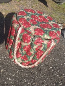 Large Button Tufted Woven Round Storage Ottoman - Picture 1 of 8