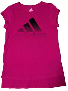 ADIDAS Badge of Sport Girls Medium (10/12) Magenta Cotton Blend T-Shirt NEW - Picture 1 of 14