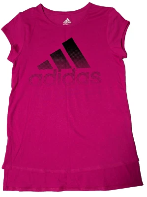 ADIDAS Badge of Sport Girls Medium (10/12) Magenta Cotton Blend T-Shirt NEW - Image 1 of 4