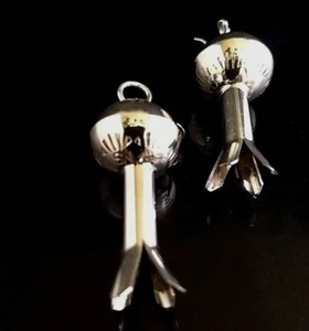 Navajo Handmade Stampwork Sterling Silver Squash Blossom Drop Earrings M.Smith - Picture 1 of 8