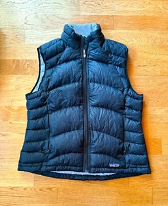 Patagonia Gilet Piumino d'Oca Donna L Nero Full Zip Roba Sacco - Foto 1 di 14