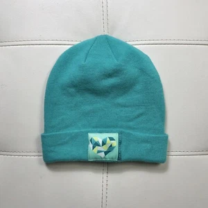 The North Face Beanie Hat Youth Size Medium Turquoise Blue Knit Logo Front Cap - Picture 1 of 10