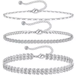 3Pcs Ankle Bracelet for Women Anklets Beach Foot Jewelry 14k Gold Plated Silver - Picture 1 of 7