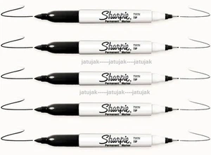 5X Sharpie Twin Tip Black Fine Ultra Fine Permanent Marker - Picture 1 of 2