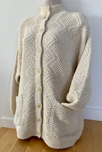 Maria Rodriguez Chicago Womens Ivory Heavy Cardigan Sweater Knit Pockets S - Picture 1 of 7