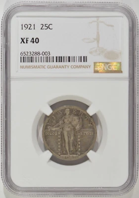1921 Standing Liberty Silver Quarter 25c NGC XF40 EF40 6523288-003 - Image 1 of 4