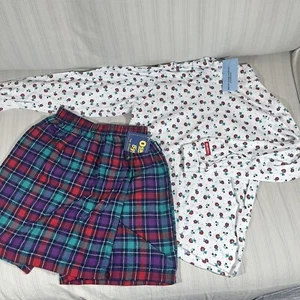 VTG NWT OshKosh BGosh Floral Turtleneck Shirt & Plaid Skirt Sz 6 Preppy 90s F1 - Picture 1 of 10