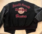 Hard Rock Cafe BOSTON 1990s Black Leather Wool Jacket Mens XL Love All Serve All