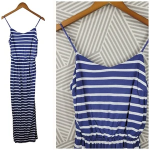 Gap Maxi Dress size Small Long Jersey Stretch Stripe casual Blue Swim Cover Up - Picture 1 of 8