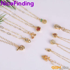 14K Yellow Gold Filled Charm Necklace Princess Fruit Avocados Locket Pendant 18" - Picture 1 of 70