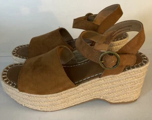Universal Thread Cognac Morgan Espadrille Sandals Size 9.5 Wedge Platform - Picture 1 of 6