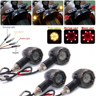 4X Luz trasera LED de freno de bala para motocicleta para Harley Honda Foto 1 de 4