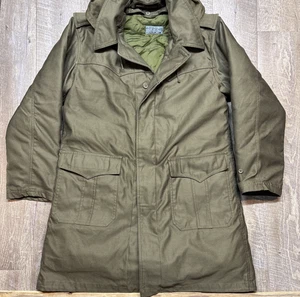 Military Chore Coat Jacket Green Quilted Lined 1985 Hood EUC - Picture 1 of 15
