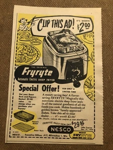 Vintage 1950’s Fryryte Nesco Fryer Magazine Ad 0C25 887 - Bild 1 von 2
