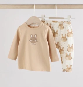 Next Neutral Bunny Baby T Shirt And Leggings 9-12 Months BNWT - Picture 1 of 5