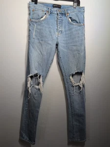 Purple Brand P002 Jeans Herren 33 Drop Fit Mid Rise Slim Leg Light Indigo Blowout - Bild 1 von 9