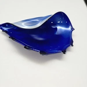 Cobalt Blue Crashing Waves Art Glass 8.75" x 5" - Picture 1 of 9