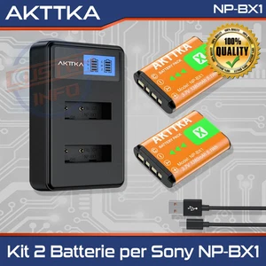 AKTTKA 2x Batterie NP-BX1 1380mAh + Caricatore LCD USB-C per Sony ZV-1 RX100 - Foto 1 di 7