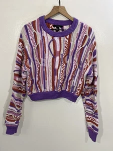 Y2K Coogi Style 3D Knit Sweater S 90s Maximalist Retro Chunky Knit Dopamine Art - Picture 1 of 12