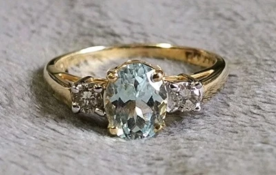 14K Yellow Gold 3-Stone Tourmaline & Diamond Ring 2.79g Size 6.75 - Image 1 of 4