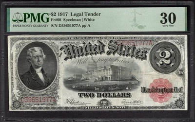 1917 $2 Legal Tender PMG 30 Fr.60 Item #2516204-019 - Image 1 of 2