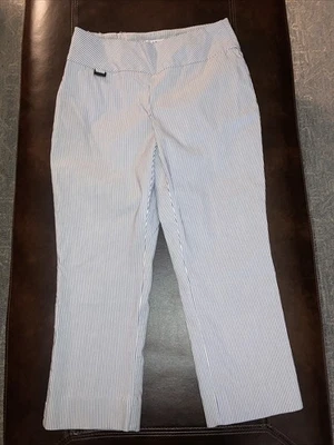 Pantalones Cortos Peck & Peck Petite Blanco Azul Rayas 4 P Control Abdomen Foto 1 de 3