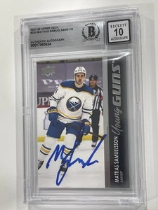Mattias Samuelsson Signed UD Young Guns RC Card Slabbed Beckett BAS IP Auto a - Picture 1 of 3