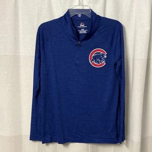 Camisa Pullover Chicago Cubs MLB Majestic 1/4 Cremallera Para Hombre Talla Mediana Azul Logo - Imagen 1 de 4
