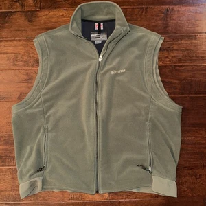 Simms Fishing Vest Size XL Green Gore Windstopper Fleece Full Zip Pocket Logo - Picture 1 of 6