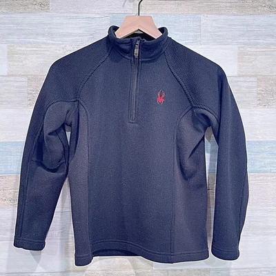 SPYDER 1/4 Zip Performance Fleece Pullover Black Winter Snow Ski Boys Medium - Image 1 of 4