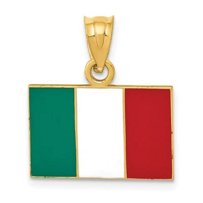14k Yellow Gold Enameled Flag of Italy Pendant - Image 1 of 4