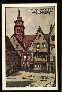 Künstler-AK Weilderstadt, Partie an der Hofstette  - Picture 1 of 2