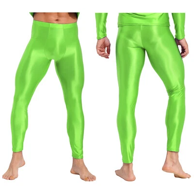 Pantalones de compresión brillantes al aceite para hombre Brillantes Fitness Entrenamiento Deportes Calzas Pantalones Foto 1 de 3
