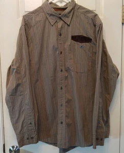 Harley Davison Button Down Dress Shirt XL Black and Gray Vertical Stripes - Picture 1 of 14