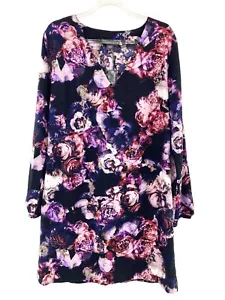 New Covington Dress Womens Medium Floral Shift V Neck Long Sleeve Lightweight - Picture 1 of 7