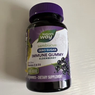 Gomitas inmunes Nature’s Way Sambucus Zero Sugar, apoyo diario 50 unidades Foto 1 de 2