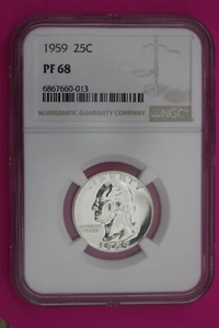1959 PF 68 Proof Washington Silver Quarter NGC Certified Graded Authentic 280 - Picture 1 of 3
