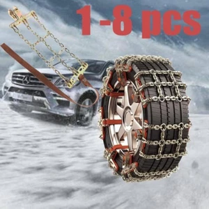 1-8x Steel Tire Snow Chains for Car SUV Trucks Pickup Wheel Heavy Duty Anti-Skid - Picture 1 of 16