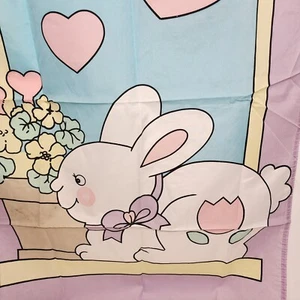 Easter Bunny w Hearts Decorative Polyester Yard Flag 42" x 27" Pink Blue Taiwan - Picture 1 of 4