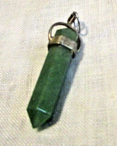 Green Quartz Pendant Silvertone - Picture 1 of 8