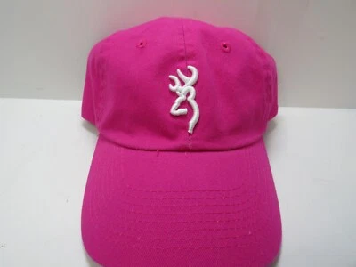 Womens Browning Baseball Cap Hat Embroidered White Logo Hot Pink Adjustable - Image 1 of 4