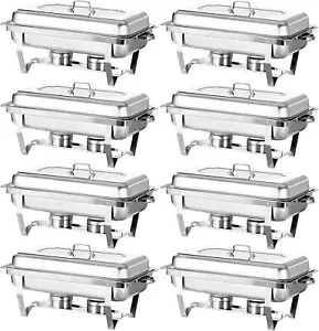 2/4/6/8Packs 8QT Chafing Dish Buffet Set Stainless Steel Rectangular Food Warmer - Picture 1 of 8