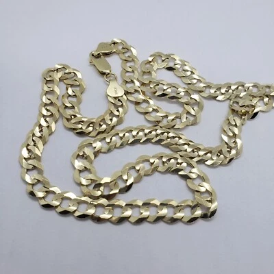 10K Yellow Gold Solid Cuban Link Chain Curb Necklace Bracelet 1.8mm-10mm 7"~30" - Image 1 of 4