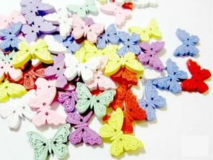  10 Holzknöpfe Schmetterling mix Knöpfe  Holz Scrapbooking Basteln - Bild 1 von 1