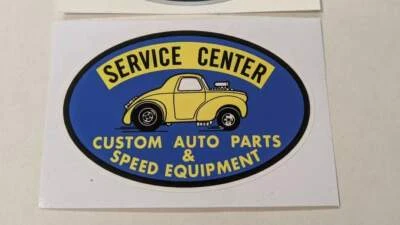 Service Center Speed Shop 贴花贴纸 - 复古 Willys gasser 热杆拖曳 — 第 1/2 张图片