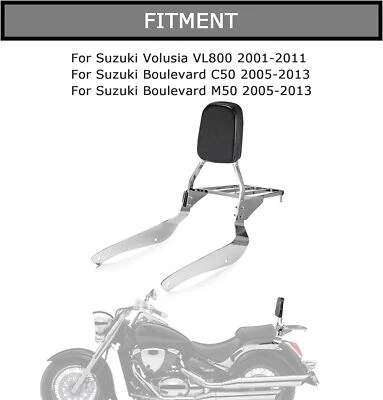 Passenger Backrest with Luggage Rack Pad For Suzuki Boulevard C50 M50 2005-2013 Foto 1 de 4