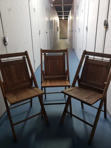 Vintage Wooden Slat Folding Deck Chairs - Set Of 3, Simmons? Cover