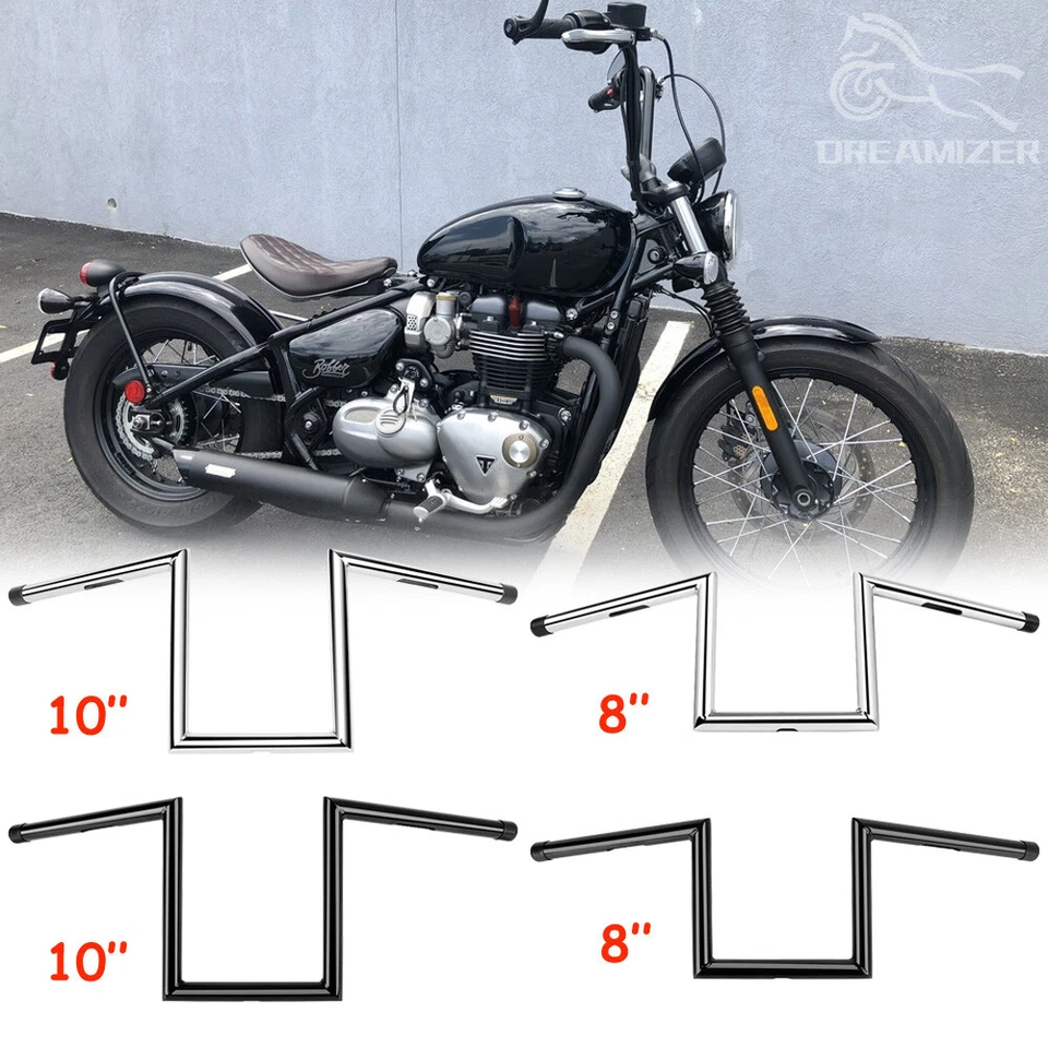 Manillar colgante de mono de 1" arrastre barra Z elevación 8"10" para Triumph Bonneville Bobber Foto 1 de 1