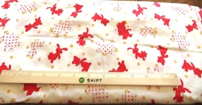 Винтажные красные кролики, слоны в горошек, хлопчатобумажная ткань шириной 34 дюйма. - Изображение 1 из 2